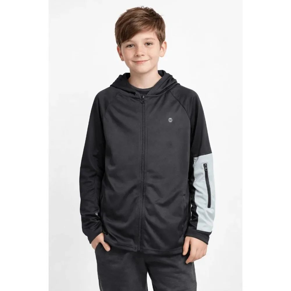 Balance Collection Boys Full Zip Hoodie Jacket Black Activewear L (14/16)